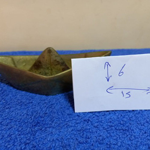 Bronze Paper Boat Sculpture used with green-gold patina