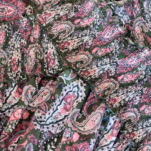 Boho blouse Bodyflirt with paisley pattern and elastic smocking, like new