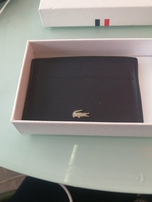 Lacoste card holder καινούργιο, μαύρο δερμάτινο με 6 θέσεις