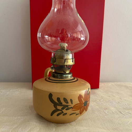 Vintage ceramic handmade oil lamp used