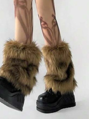 Fluffy leg warmers new, brown fur