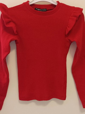 Long-sleeve blouse new with ruffles red, size S