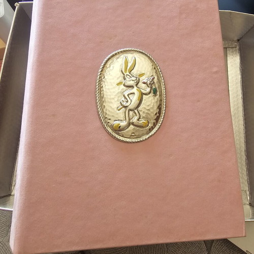 Silver photo album for baptism with Bugs Bunny, like new
