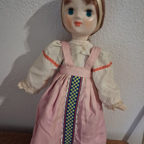 Vintage USSR doll 44cm used, clothes with wear