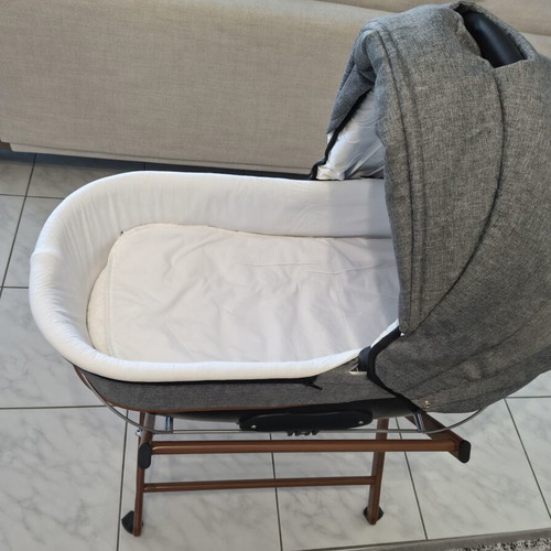 Bexa Ideal New Baby Bassinet with Rolling Base and 100% Latex Mattress, Foxy Grey In9
