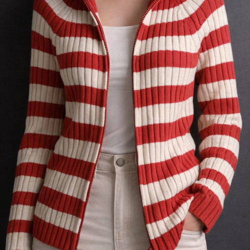 Zara blouse jacket used, red striped, size M