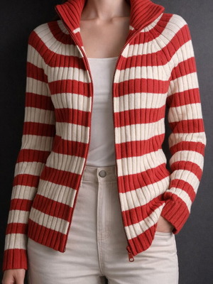 Zara blouse jacket used, red striped, size M