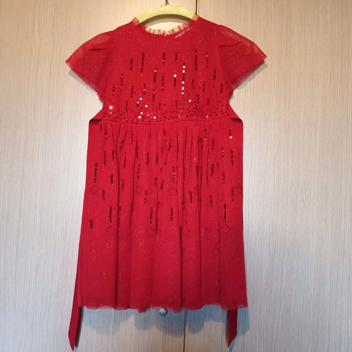 Red dress with sequins Mark's&Spencer like new, for girl 5-6 years old