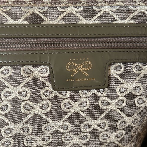 Anya Hindmarch shoulder bag used, grey canvas with 3 external pockets