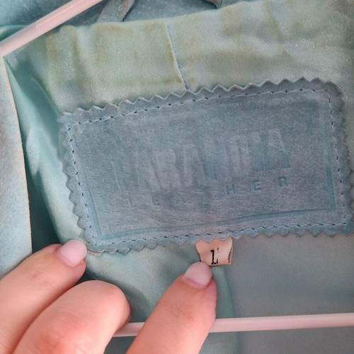 Vintage Genuine Leather Jacket Paranoia used, turquoise mint, size L