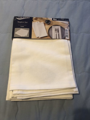 Napkin set 4 white 100% cotton new 50x50cm