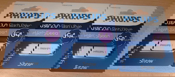 Нова USB Flash Флаш памет Philips 64 GB Snow Edition