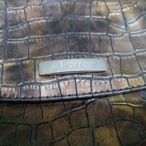 Vintage Estel shoulder bag used, bronze croc-embossed effect