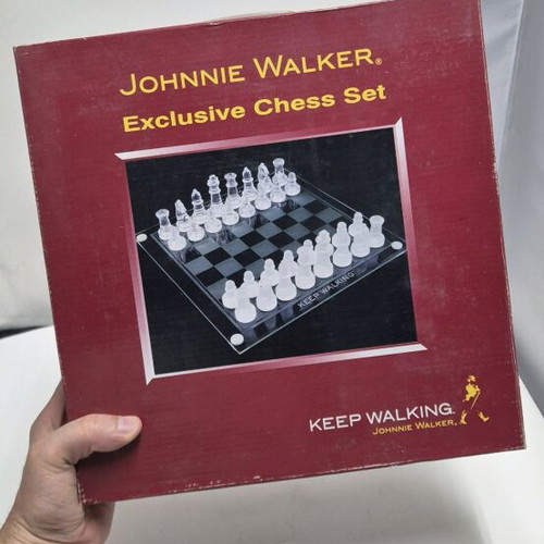 Johnnie Walker Glass Chess Set like new