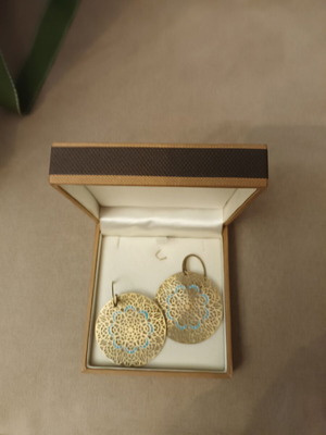 Li La Lo earrings new gold-plated silver with turquoise enamel