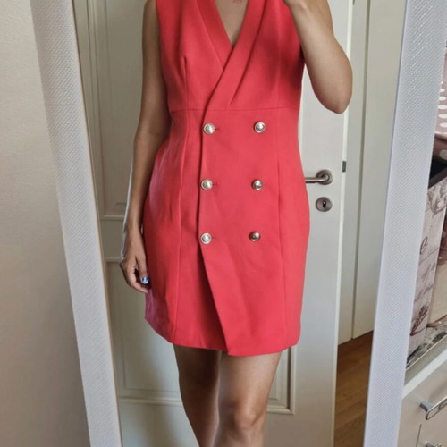 Morgan de Toi sleeveless blazer dress, coral red, size 40 M-L
