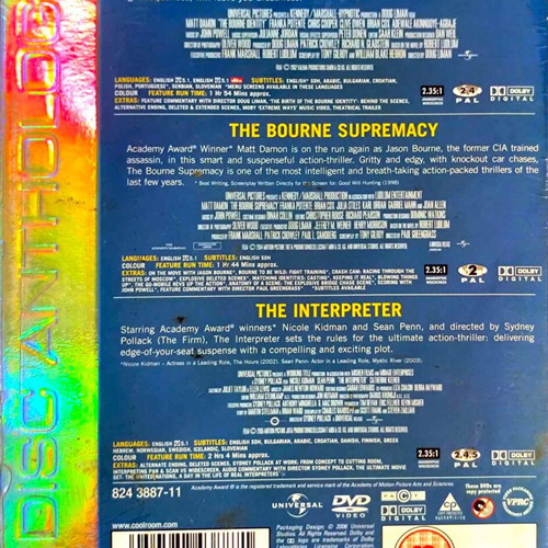 DVD Action Movies Anthology with The Bourne Identity and The Interpreter