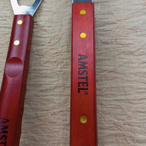 Amstel barbecue and grilling set stainless steel with wooden handles new
