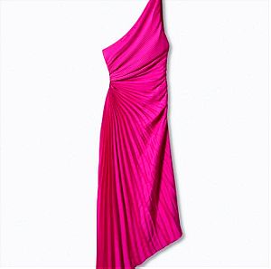 MANGO Ροζ Φουξια Φόρεμα ασύμμετρο πλισέ S, M, L