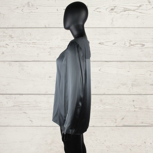 Lorena Antoniazzi blouse size L grey 100% silk Italy like new
