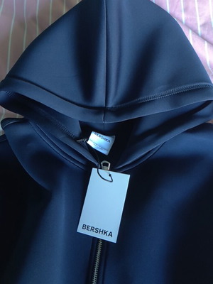 Bershka jacket new, dark blue with hood, size L