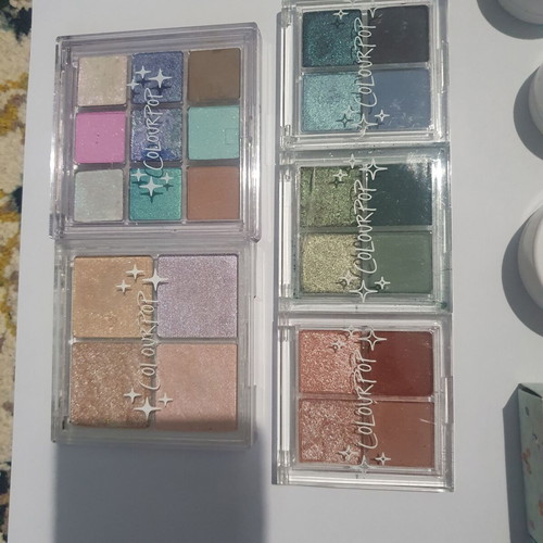 ColourPop makeup set 14 items lightly used, green palette repaired