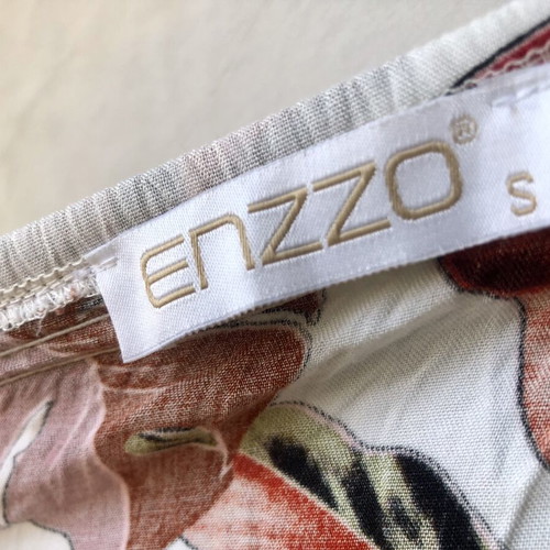 Enzzo Printed Top with Off-Shoulder and Crossover Back, New
