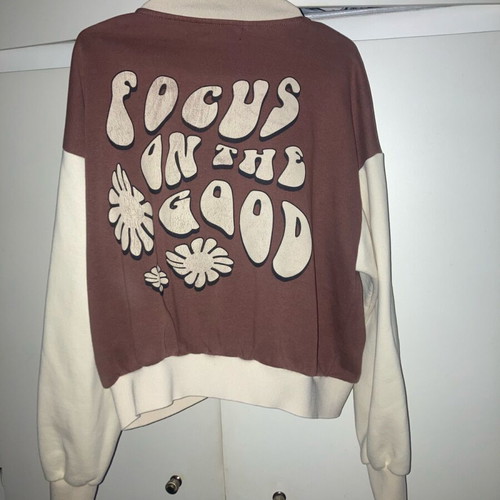 Bershka college jacket cardigan used brown-beige with logo