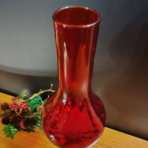 Ваза Empoli Cranberry Pink от италианско арт стъкло, нова
