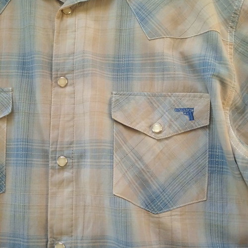 Criminal Depi shirt L, beige and blue cotton