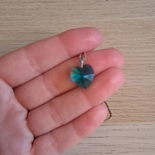 Necklace with silver 925 chain and turquoise Swarovski heart like new