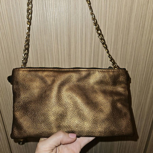 Evening shoulder bag like new, bronze with chain