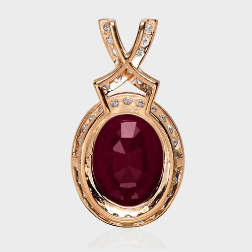 Pendant 14K Rose Gold with 4.66ct Natural Ruby and 0.43ct Diamond new