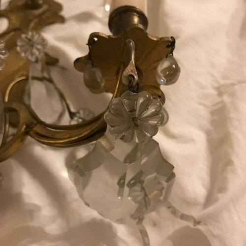Louis XV style wall lights used with crystals set of 2