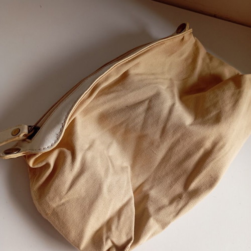 Luana rattan leather shoulder bag used, white beige