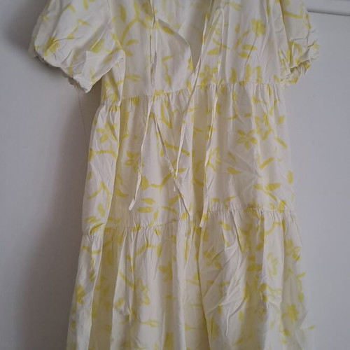 Dress UK Glamorous like new, cotton, size L-XL, white and yellow