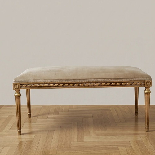 Vintage Louis XVI bench used with golden patina 100x45 cm
