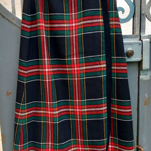 Vintage 1960's wool plaid wrap maxi skirt lined, like new