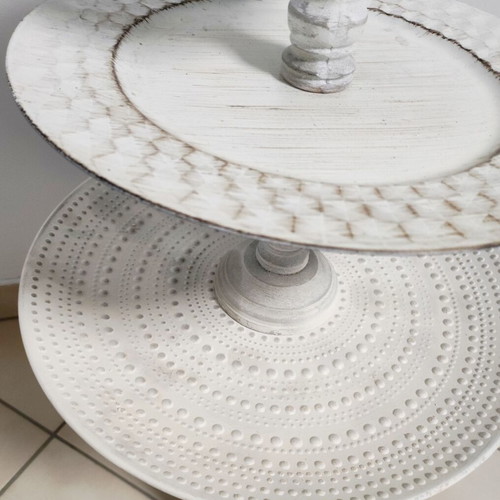 Handmade three-tier rotating serving tray with mirror like new 39x39cm