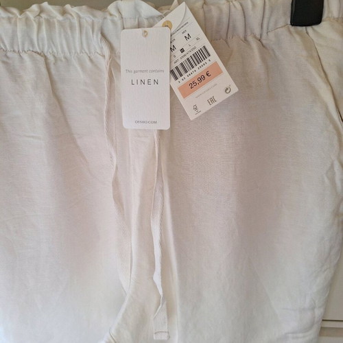 Linen pants new, white, size M, Oysho