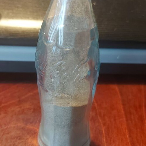 Coca-Cola salt shaker used, transparent plastic bottle 11.5 cm