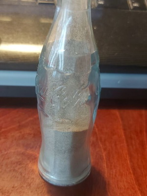 Coca-Cola salt shaker used, transparent plastic bottle 11.5 cm