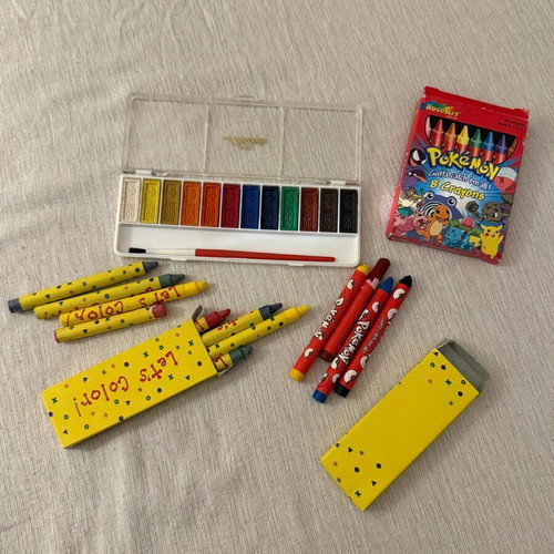 Watercolors and crayons slightly used
