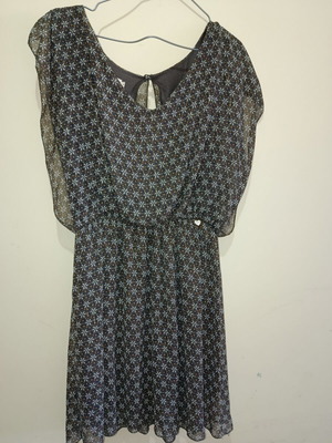 Lynne mini dress like new, printed, size Large, black and green