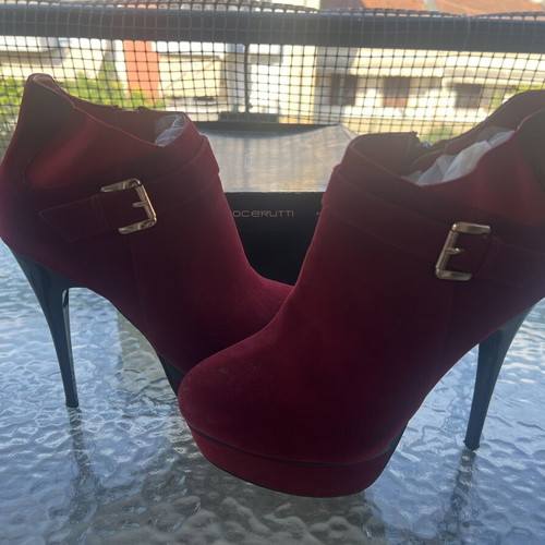 Red velvet high ankle boots size 40
