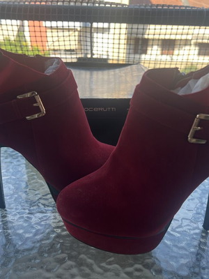 Red velvet high ankle boots size 40