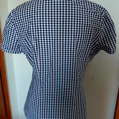 Armani Jeans women's short-sleeve checked shirt blue white