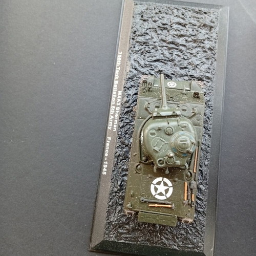 Collectible 1:72 scale tank models used with protective cases