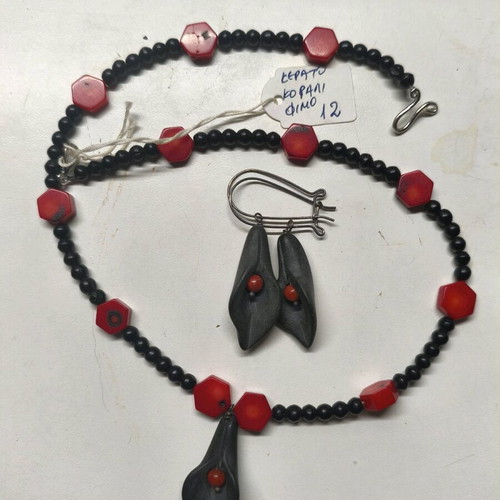Coral necklace and matching earrings
