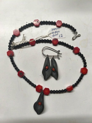 Coral necklace and matching earrings